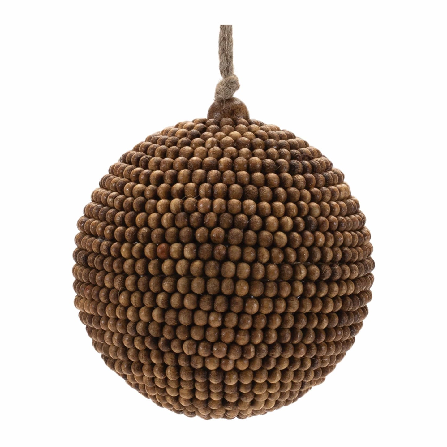 Beaded Ball Ornament 4”D Plastic/Wood