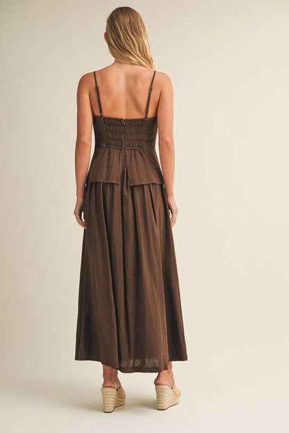 Architectural Tiered Bodice Maxi Dress