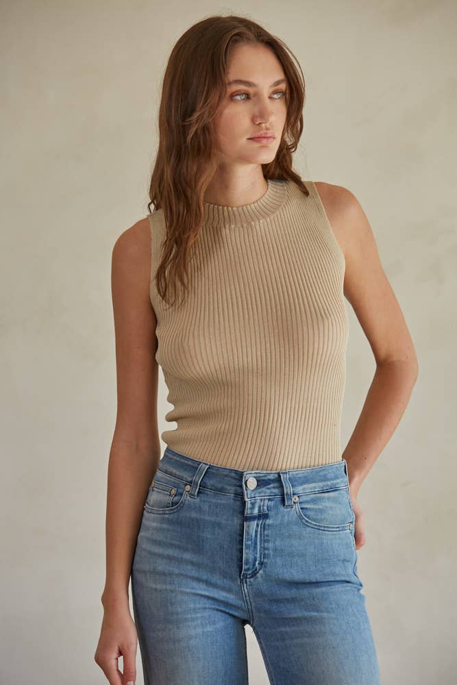 Ribbed Mock Neck Top