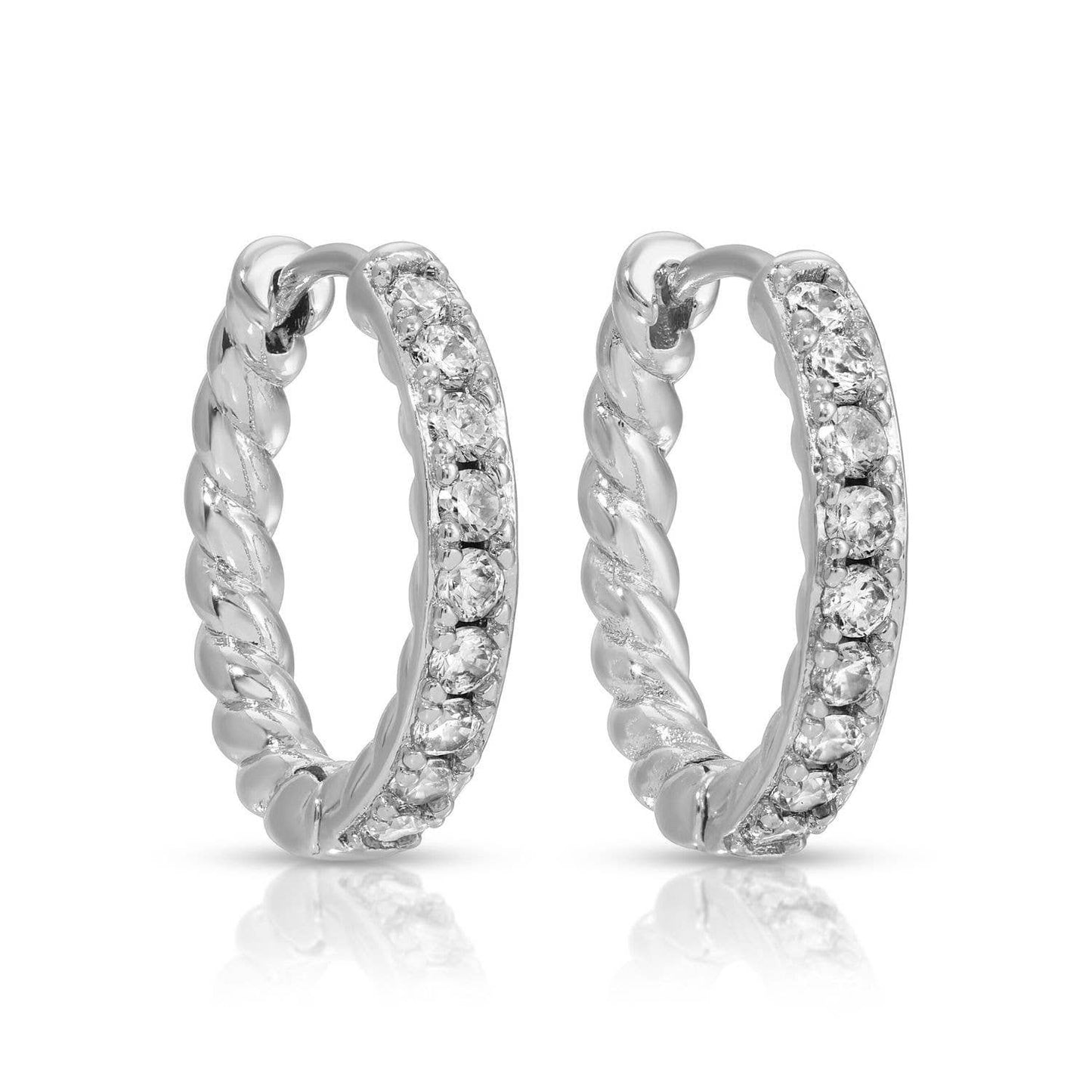 Large Cz Twist Huggie Earrings