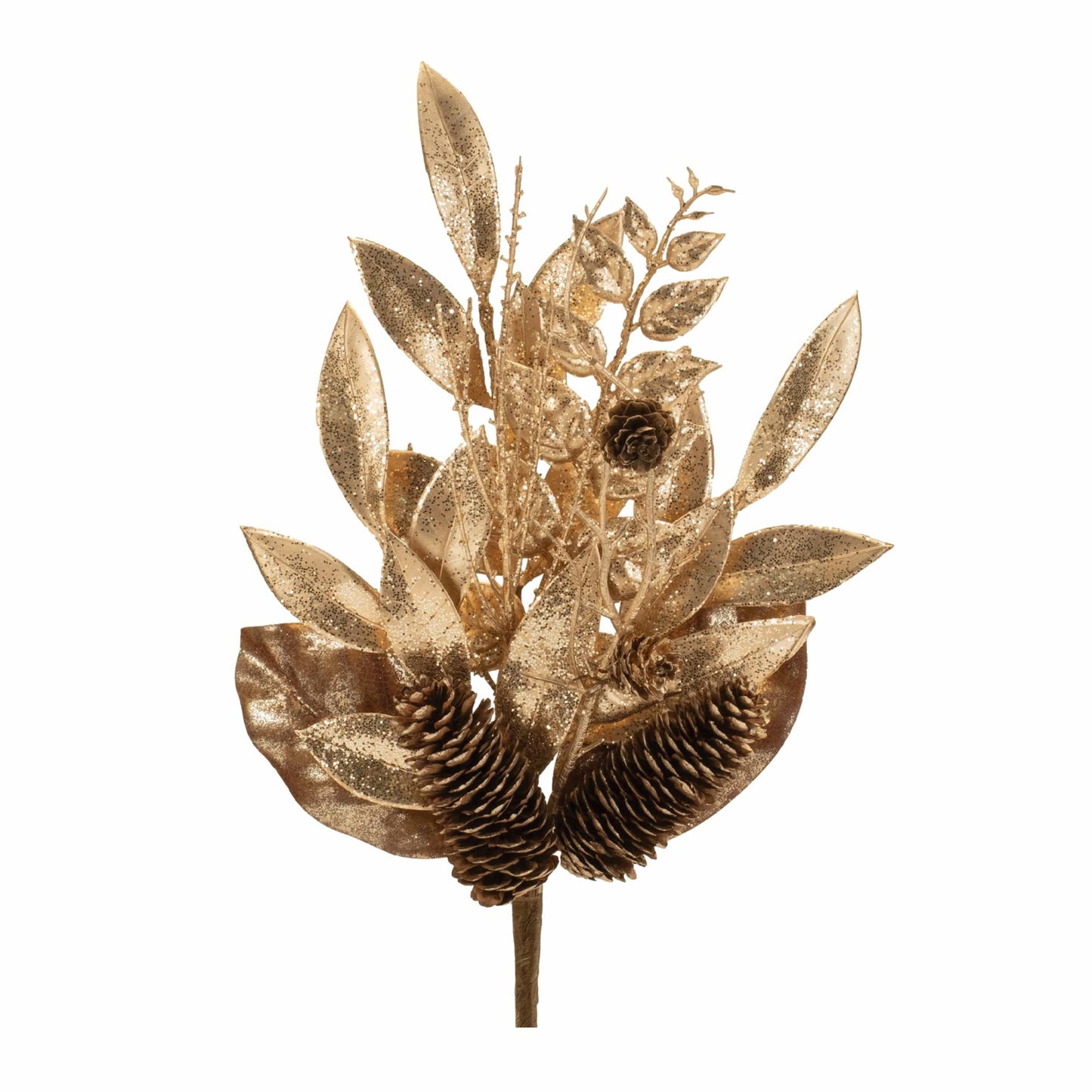 Gold Mixed Bay Leaf Spray 14”H