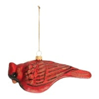 Melrose red cardinal bird glass Christmas ornament with gold hanging string