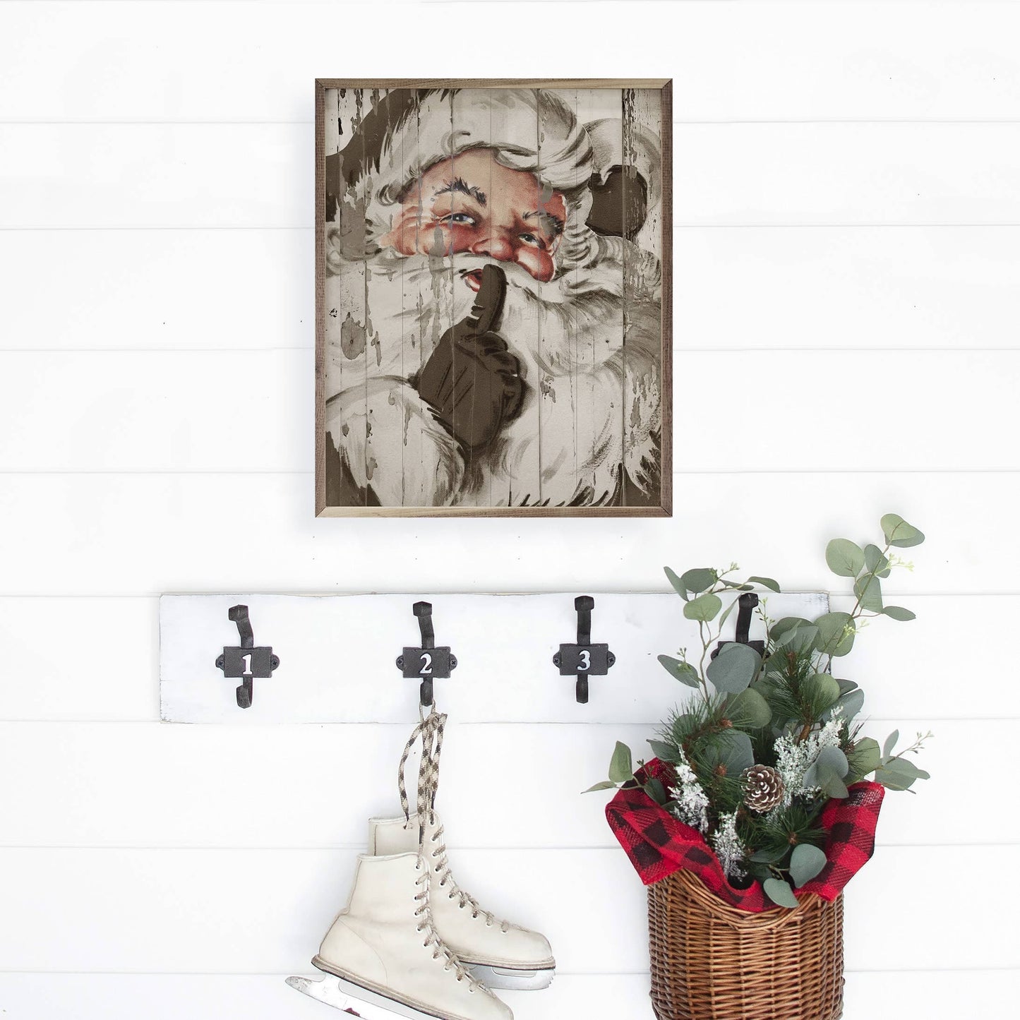 Santa Be Quiet Shh Beige Art Print