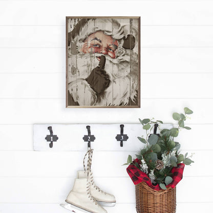 Santa Be Quiet Shh Beige Art Print