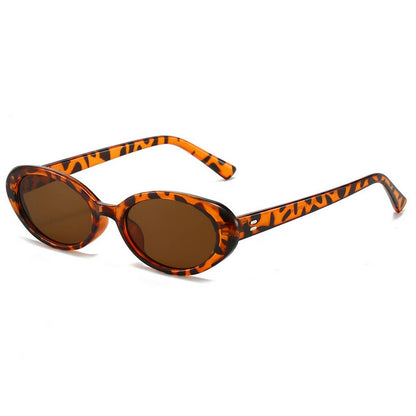 RETRO SMALL OVAL FRAME SUNGLASSES_CWASG0479: BROWN1 / (OS) 2