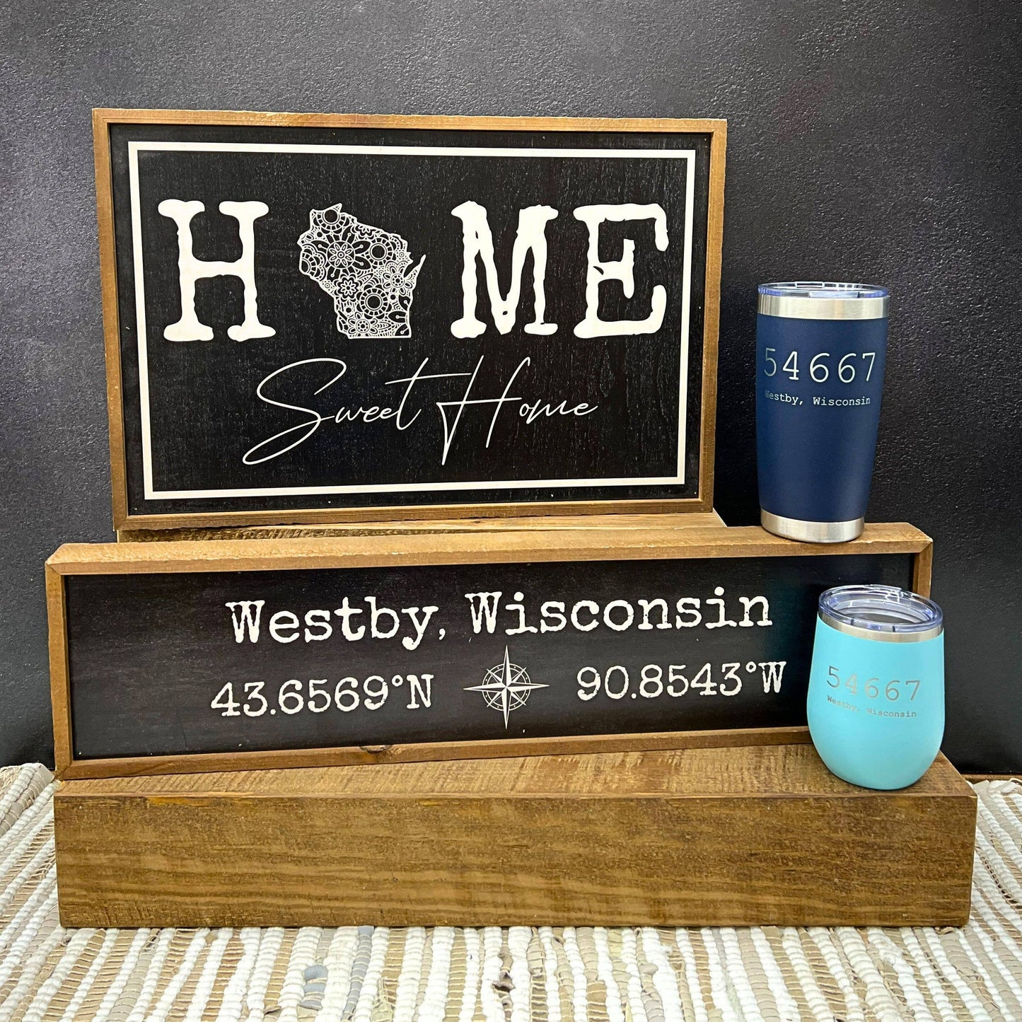 Custom Coordinate Name Drop Sign With Compass