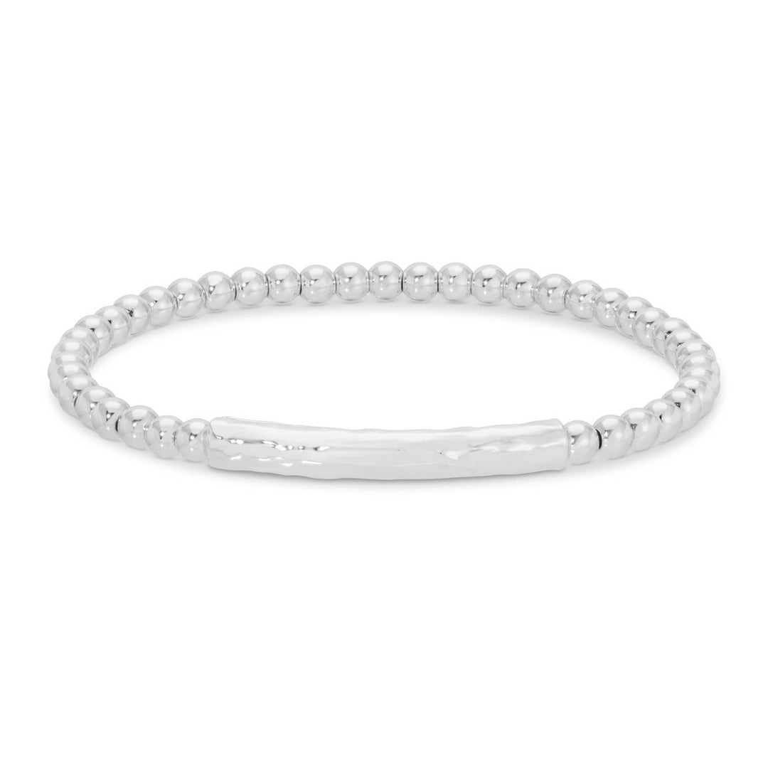 Beaded Bracelet With Lightly Textured Bar
