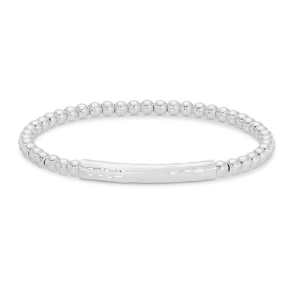 Beaded Bracelet With Lightly Textured Bar