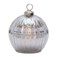 LED Ornament Candle 4"D x 4.25"H Glass 6 Hr Timer 2 AA Batteries Not Included
