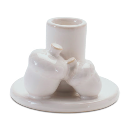 White Ceramic Autumnal Taper Candle Holder - 2 Styles