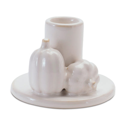 White Ceramic Autumnal Taper Candle Holder - 2 Styles