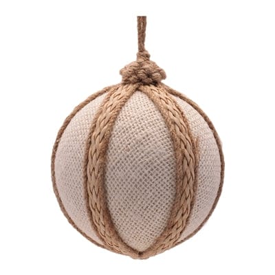 Ball Ornament 4”D Plastic/Jute
