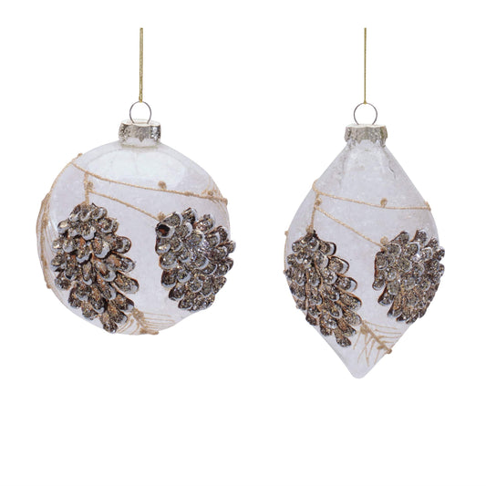 Ornament (2 Asst) 4"D, 4.5"H Glass