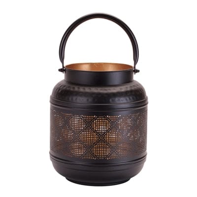 Black Iron Lantern with Gold Inside 9.25”H