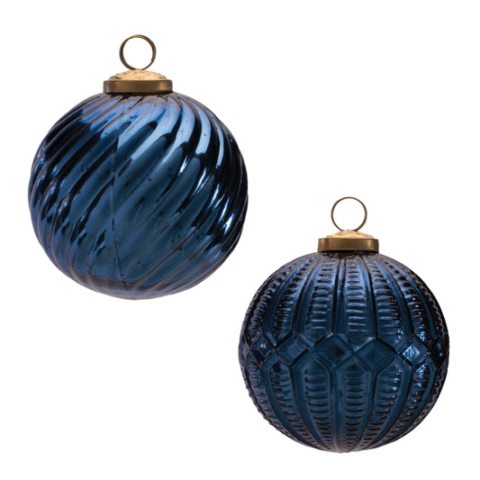 Ball Ornament (2 Asst) 4”D Glass