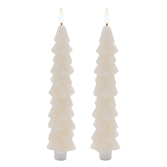FIA Wick Tree Taper Candle (Set of 2) 9.5”H Wax/Plastic 4 & 8 Hr Timer 2 AAA Batteries Not Included