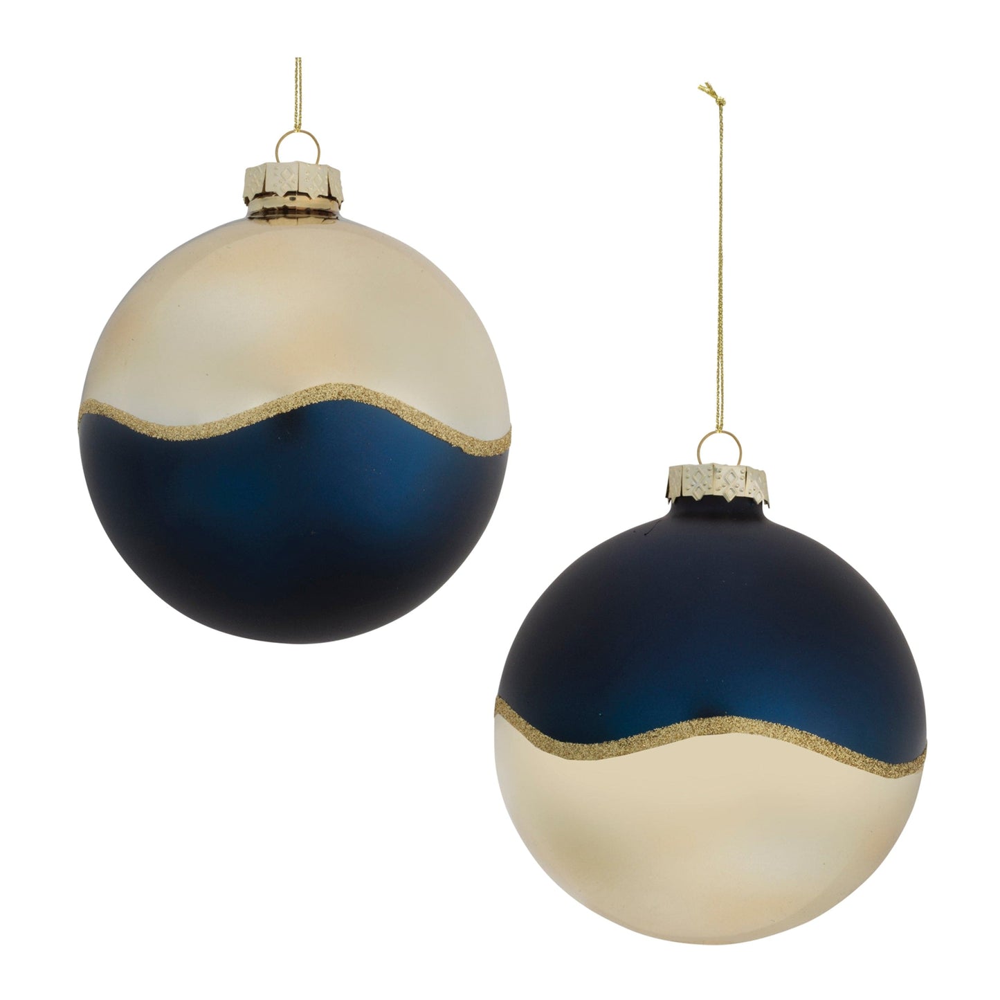 Ball Ornament (2 Asst) 4”D Glass