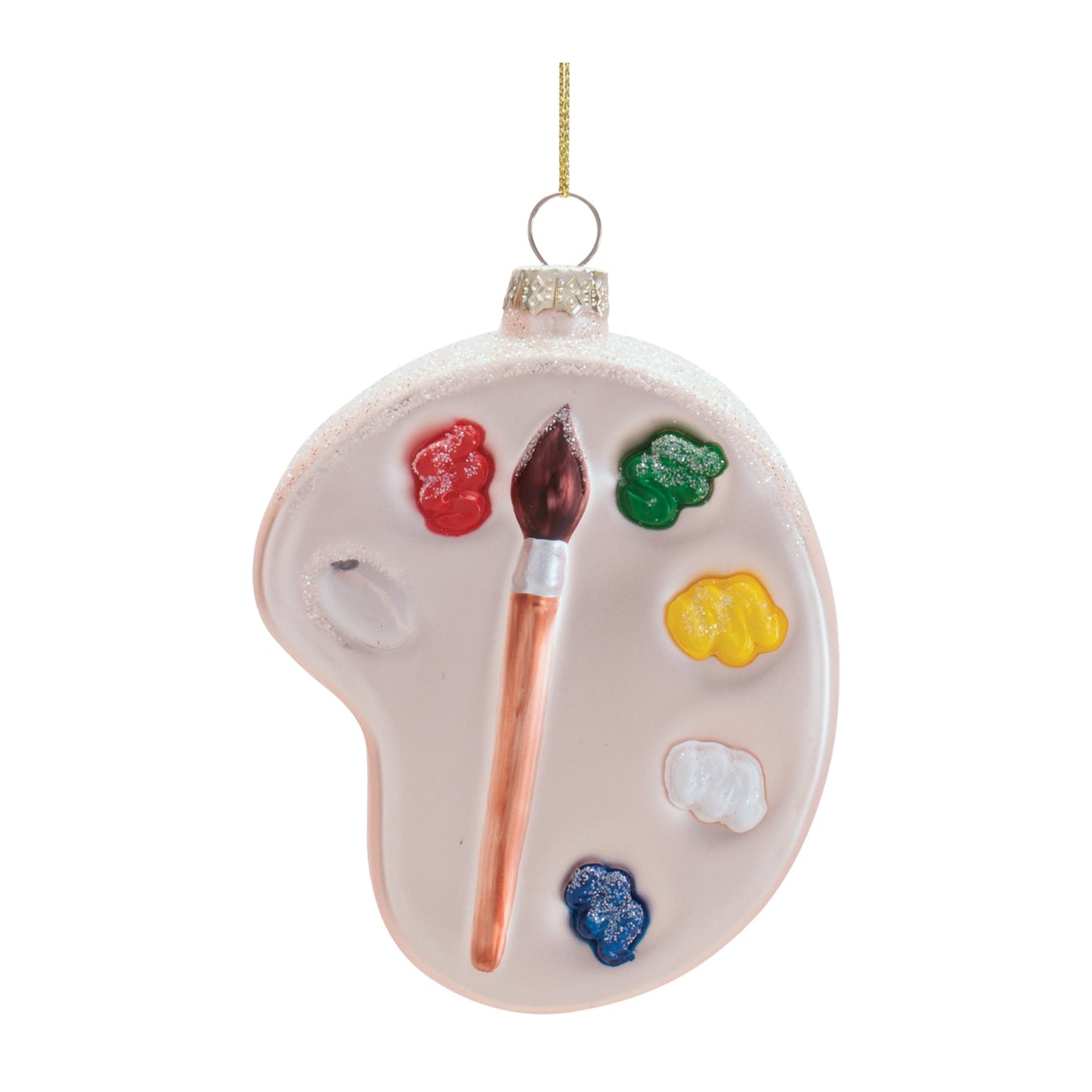 Paint Palette Ornament 5”H Glass