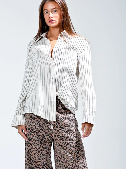 Button Down Linen Stripe Shirts