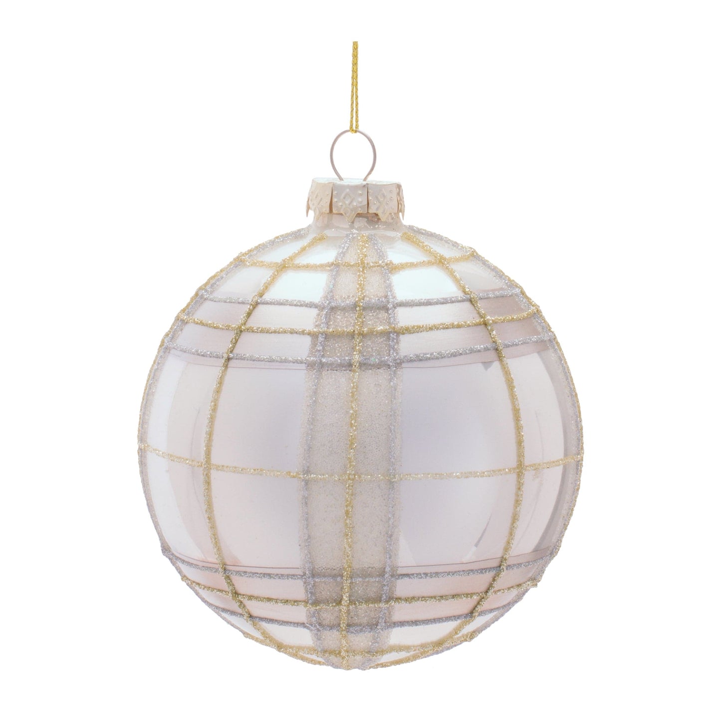 Frosted Metallic Grid Holiday Ornament