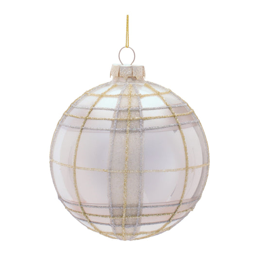 Frosted Metallic Grid Holiday Ornament
