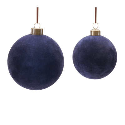 Navy Velvet/Glass Ball Ornament