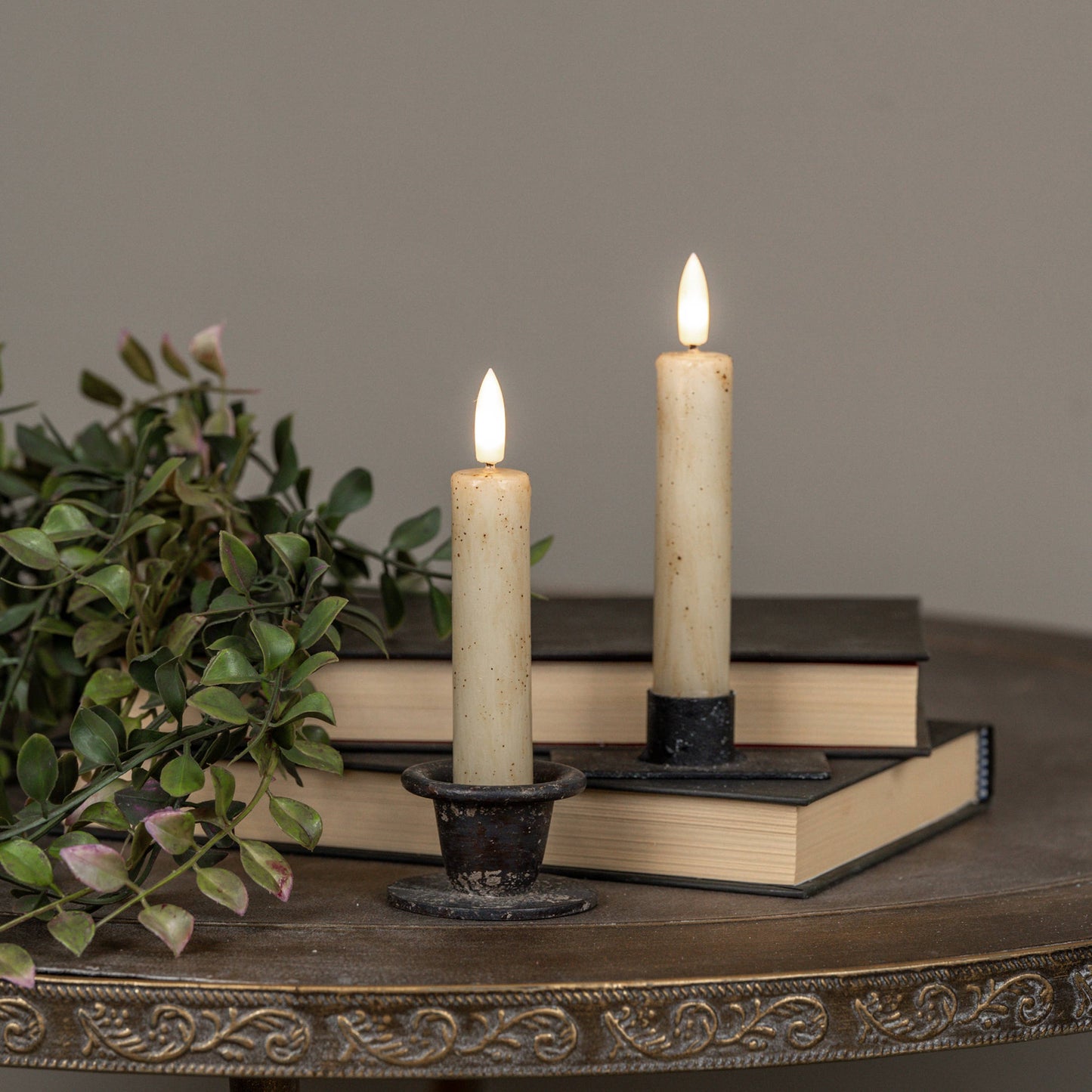 5.75" Cream 3D Flame Taper Candle (Set of 2)