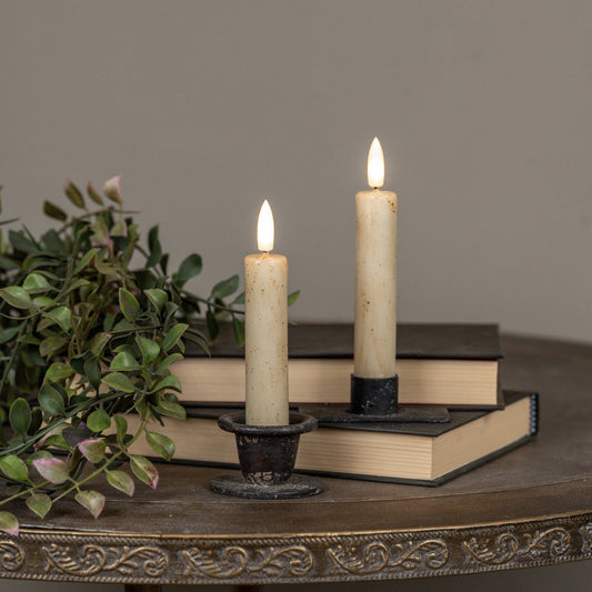 5.75" Cream 3D Flame Taper Candle (Set of 2)