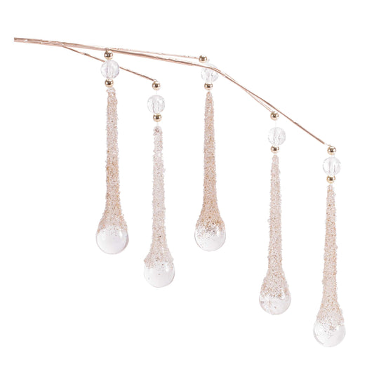 Faux Crystal Teardrop Spray 26”H
