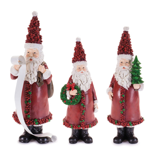 Santa (Asst of 3) 14"H, 15.5"H, 17.25"H Resin