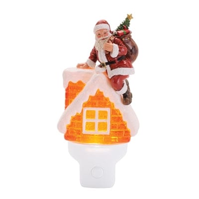Santa and Chimney Night Light 7”H Plastic