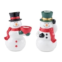 Snowman Taper Candle Holder (2 Asst) 6.25”H Ceramic
