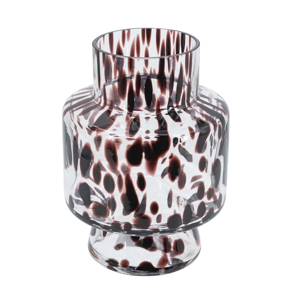 D5.1x8" Clear Glass Accent Vase with Artistic Amber Spots