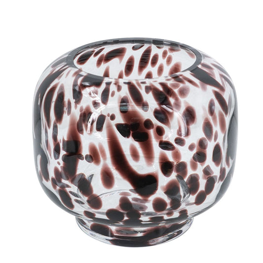 D6.3x5.7" Clear Glass Accent Vase with Artistic Amber Spots