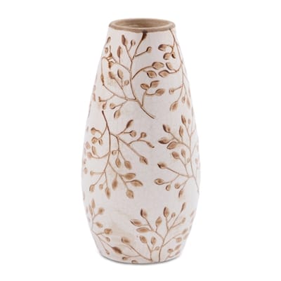 Brown Vintage Botanical Print 8”H Ceramic Vase