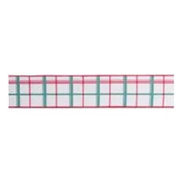 Wired red and green plaid polyester ribbon by Melrose