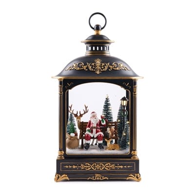 LED Lantern w/Santa and Animals 17.5”H