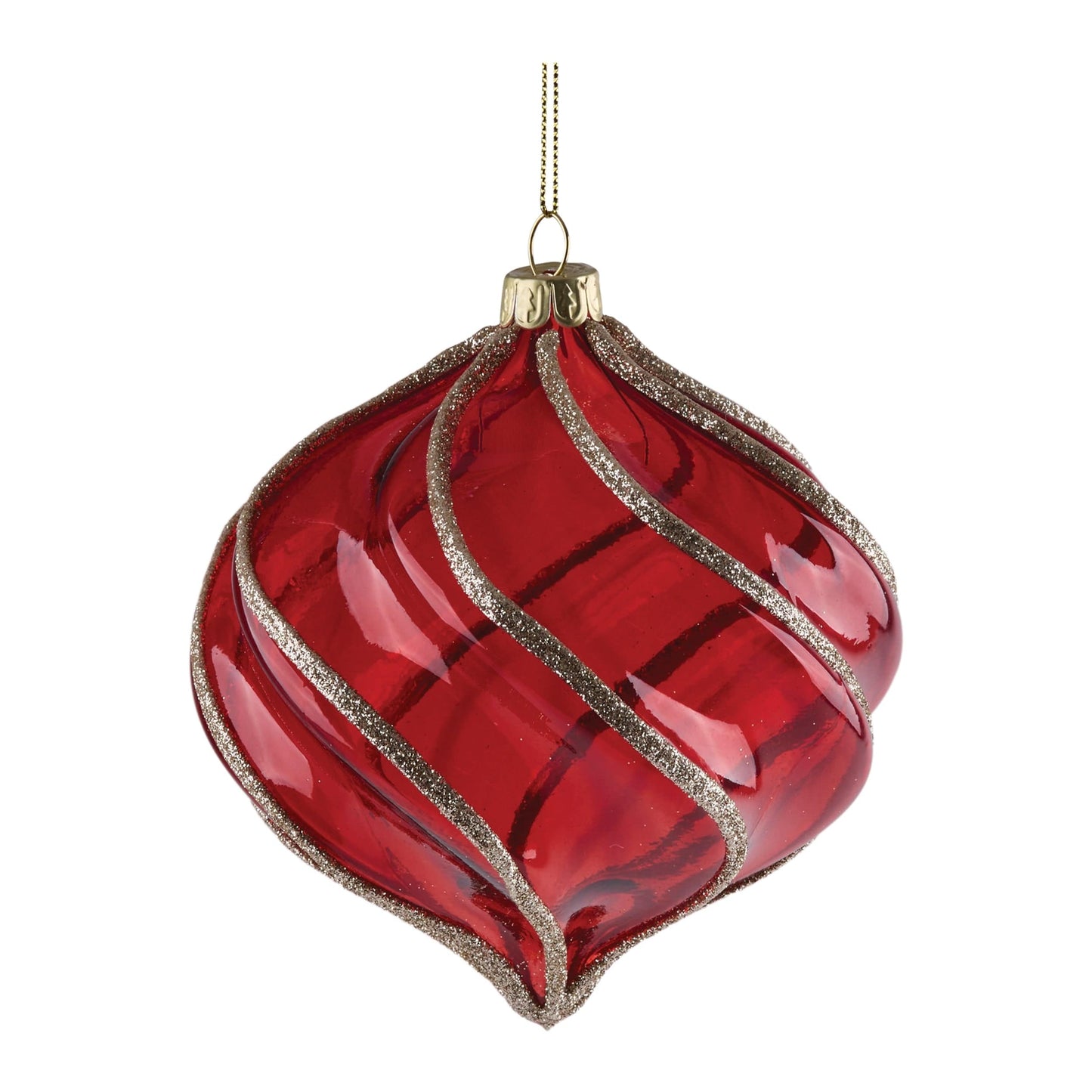 Swirl Onion Ornament 4”H Glass