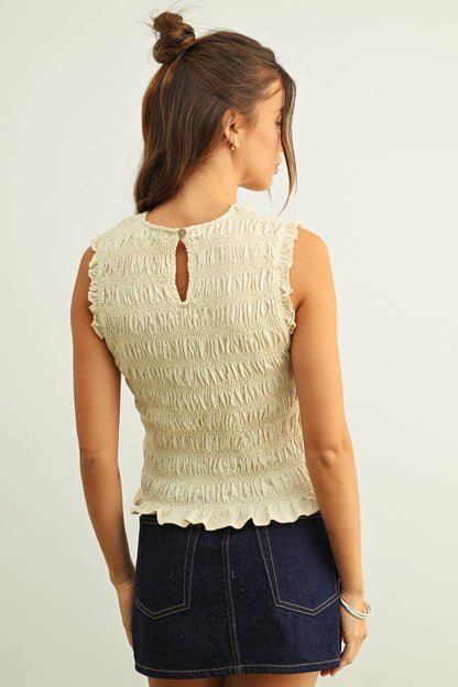 Sleeveless Smocking Top