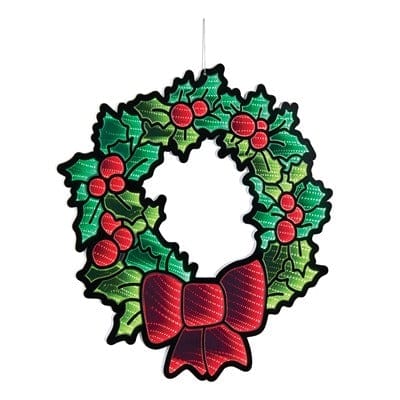 Holly Wreath w/Bow Ekkolight 24”H Acrylic UL Plug