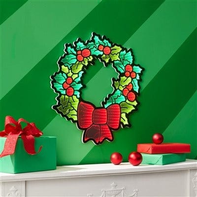Holly Wreath w/Bow Ekkolight 24”H Acrylic UL Plug