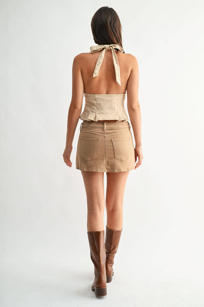 Classic Denim Skort - CAMEL - JT001