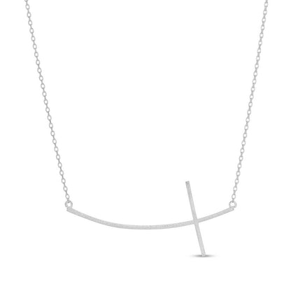 Brushed side cross Necklace