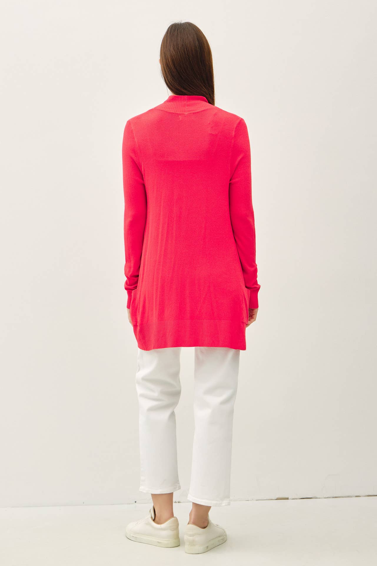 Cotton Blend Knit Open Front Cardigan