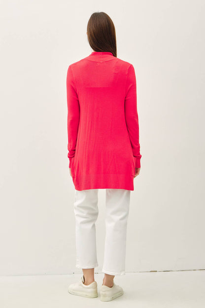 Cotton Blend Knit Open Front Cardigan