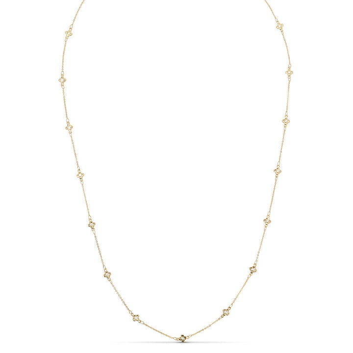 Delicate Cz Accented Quatrefoil Accented Necklace