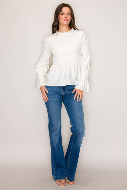 Lourdes Smocked Long Sleeve Blouse