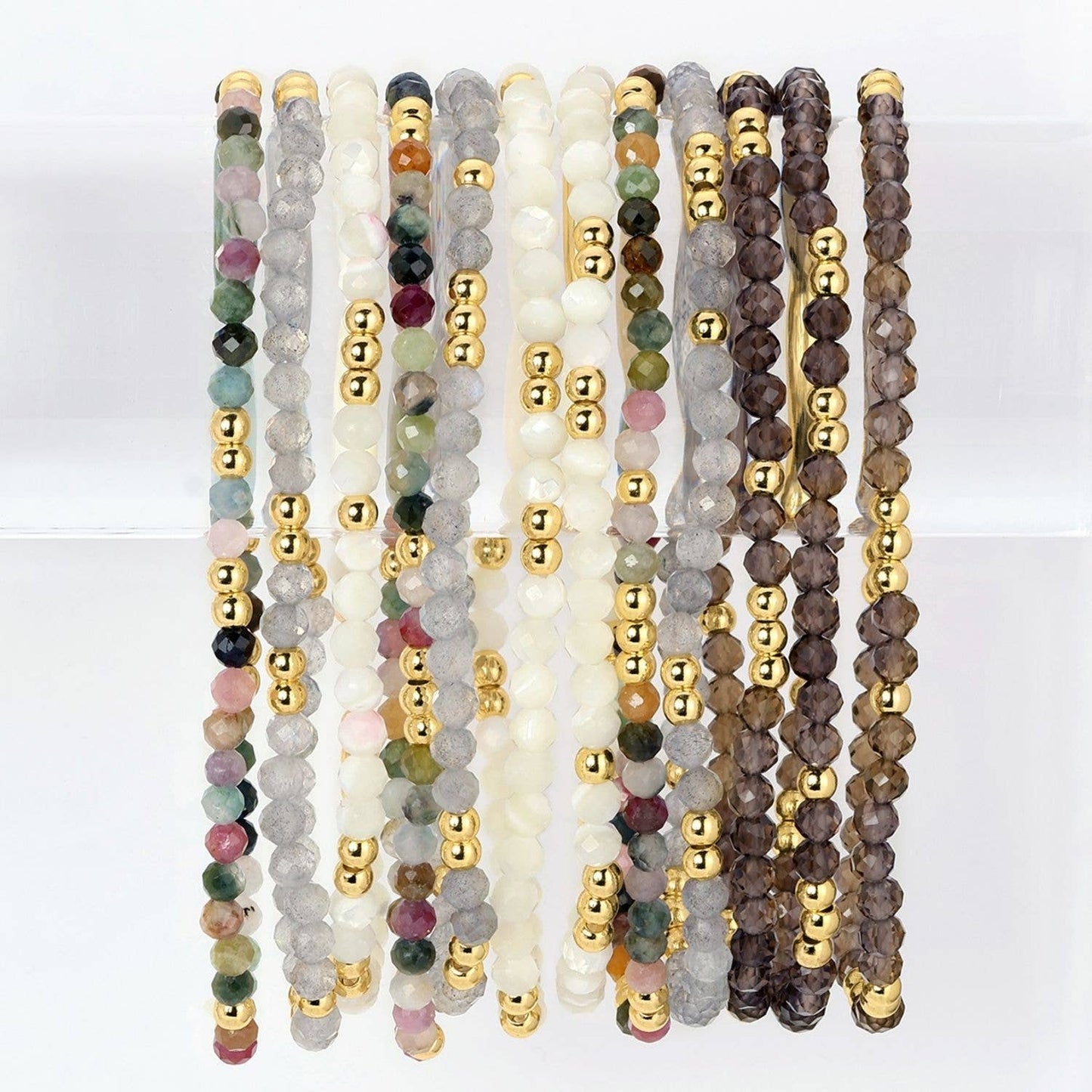 Assorted Stone Or Shell Beaded Stretch Bracelets