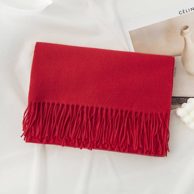 Minimalist Solid Color Tassel Scarf 6W6NSW306