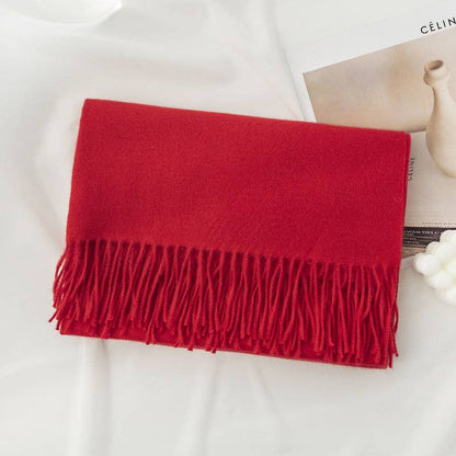 Minimalist Solid Color Tassel Scarf 6W6NSW306